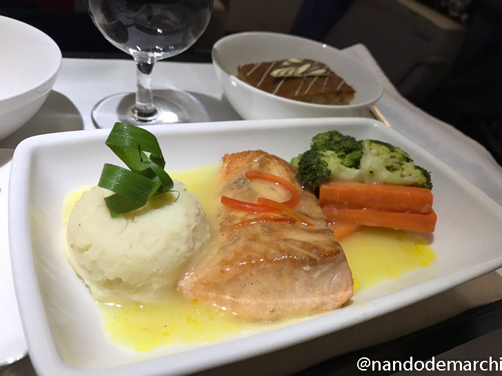 a plate of food on a tray
