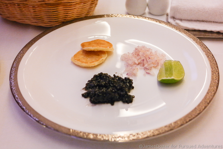 Thai Airways A380 First Class caviar service