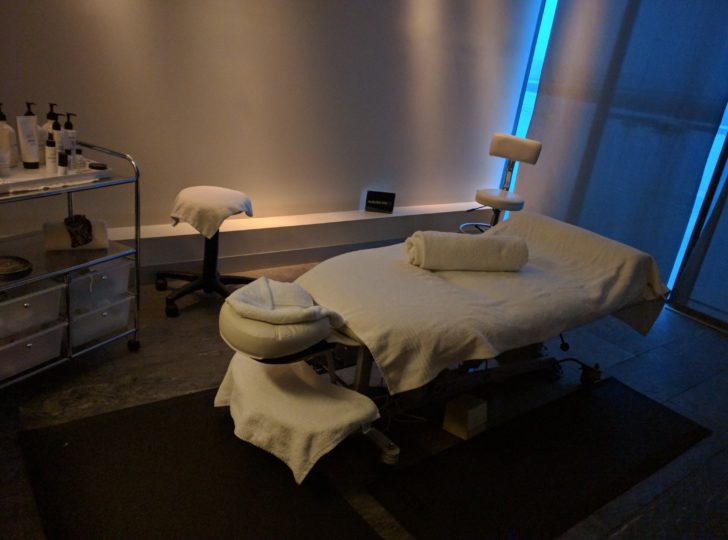 a massage table in a room