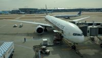 an airplane parked at an airport