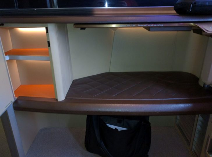 Singapore Airlines First Class foot rest
