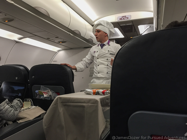 Turkish Airlines A321 Business Class on-board chef