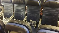 a row of seats in a plane