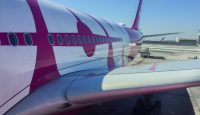 a close up of an airplane