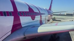 a close up of an airplane
