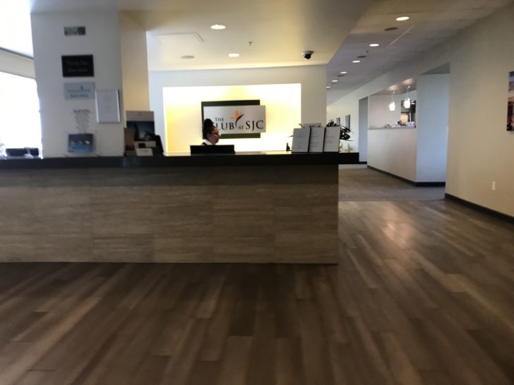 a reception desk in a building
