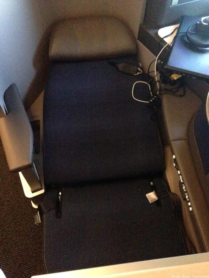 United Polaris Business Class seat - bed mode