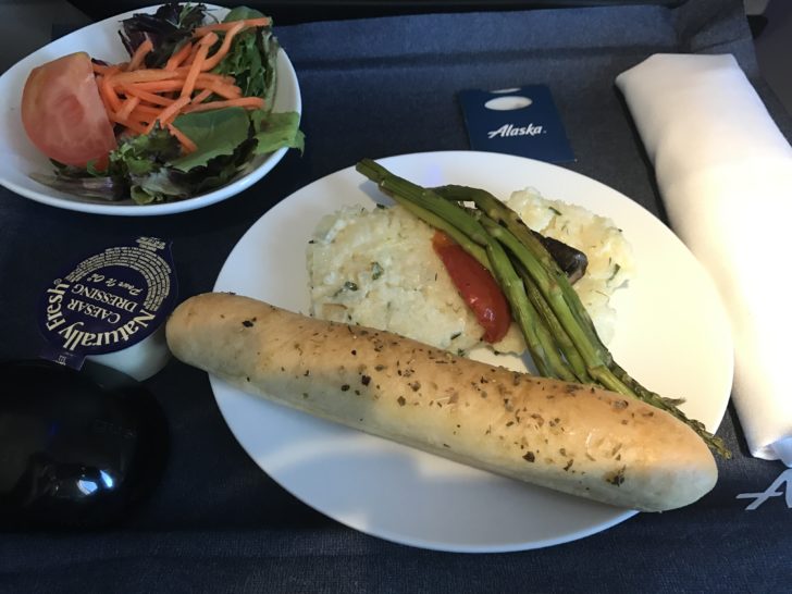 a plate of food on a tray
