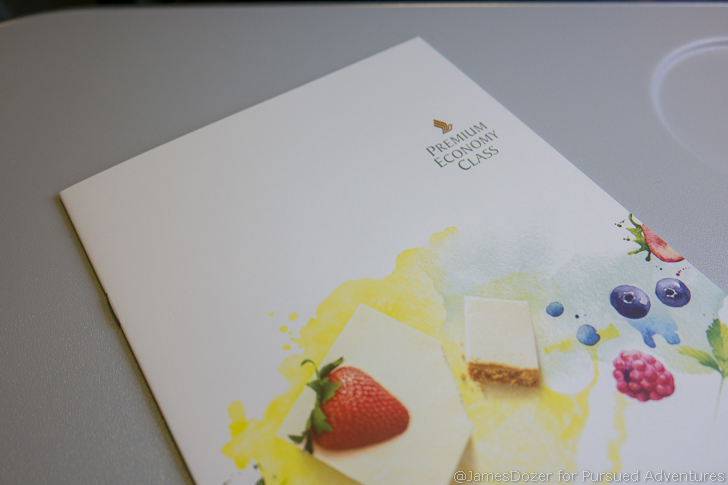 Singapore Airlines Premium Economy menu