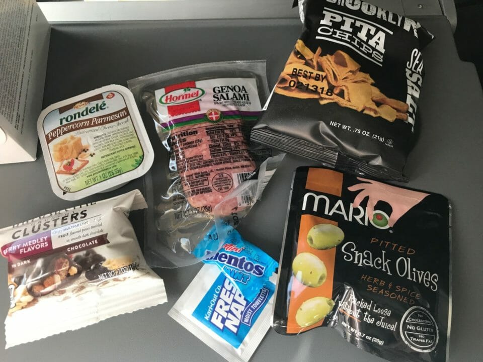 a group of packages of food