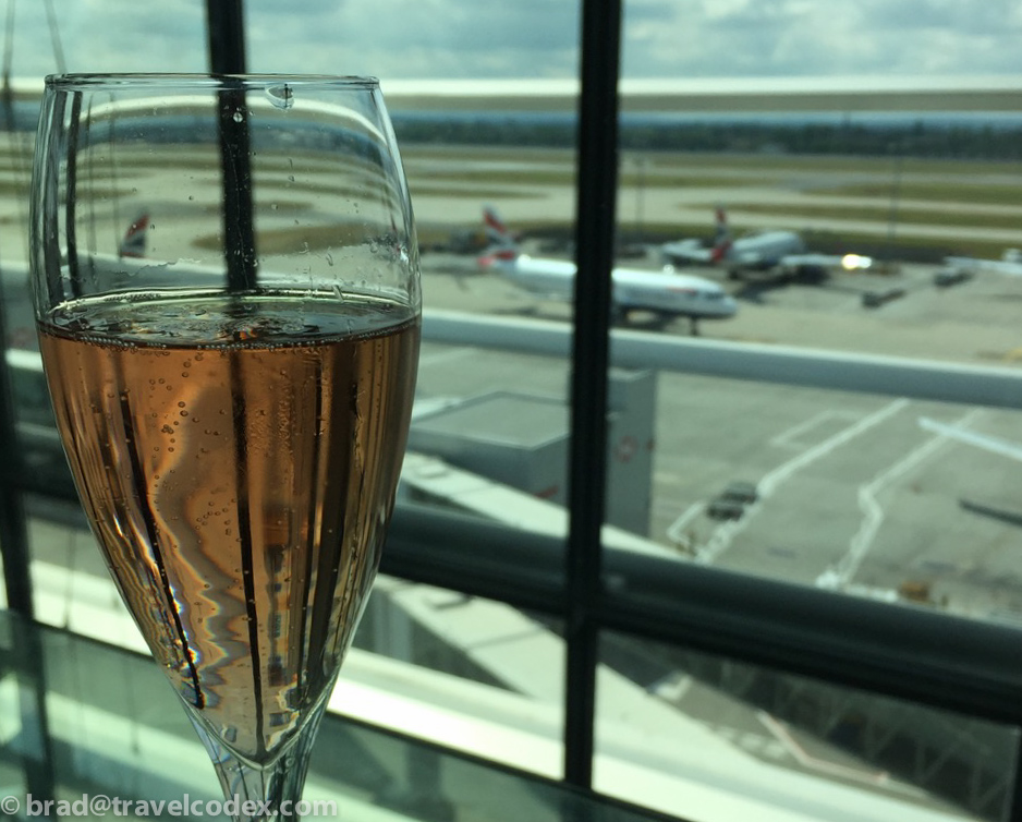 British Airways First Lounge champagne