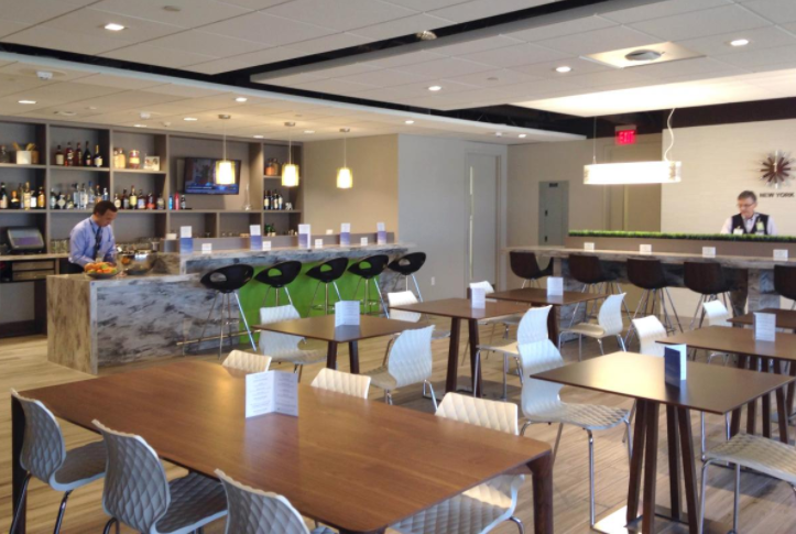 a room with tables and chairs