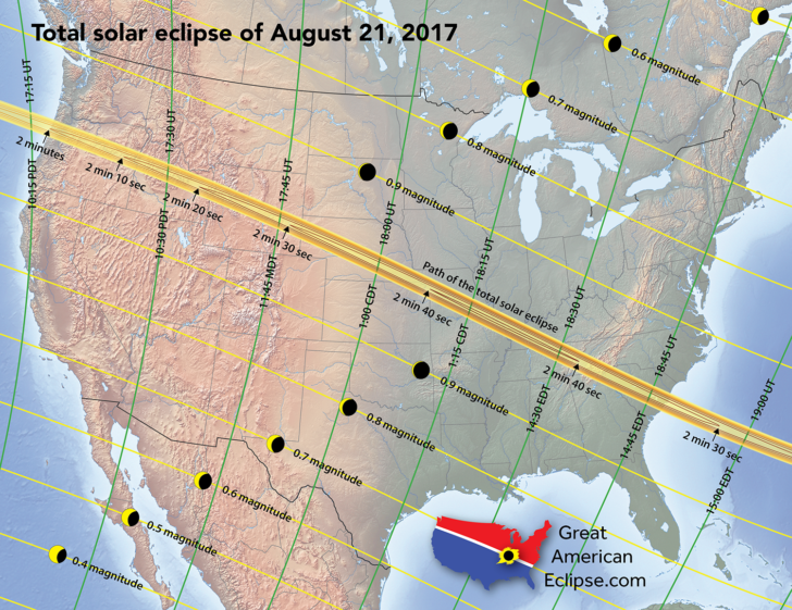 a map of the solar eclipse of the united states