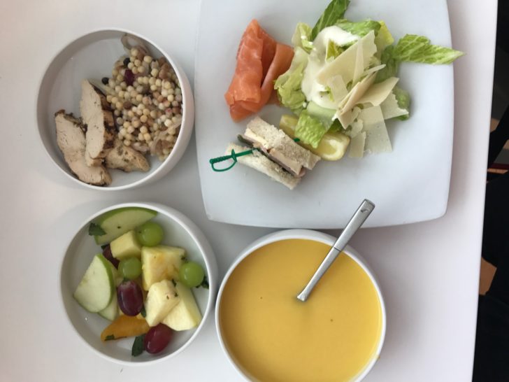 a plate of food and a bowl of soup