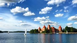 a castle on a lake