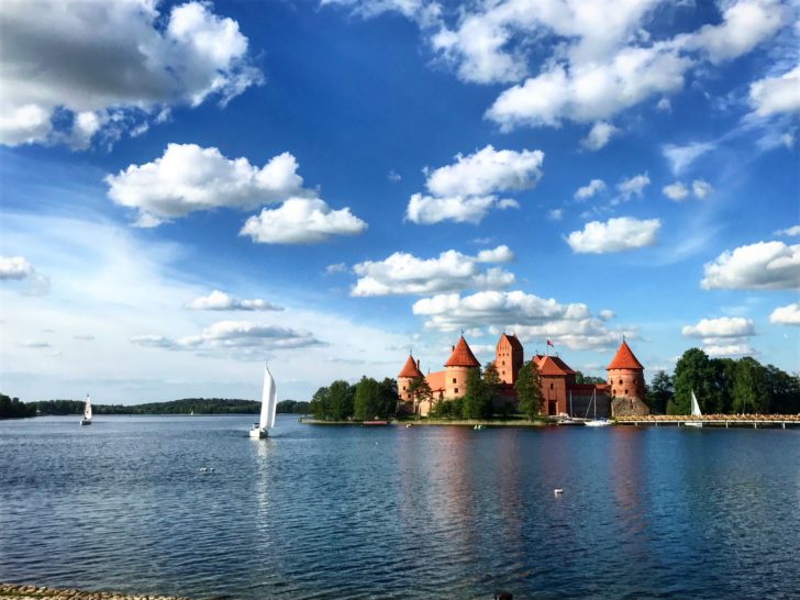 a castle on a lake