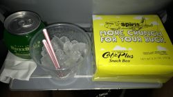 a drink and a bowl of ice on a table