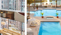a pool and a pool with a fountain
