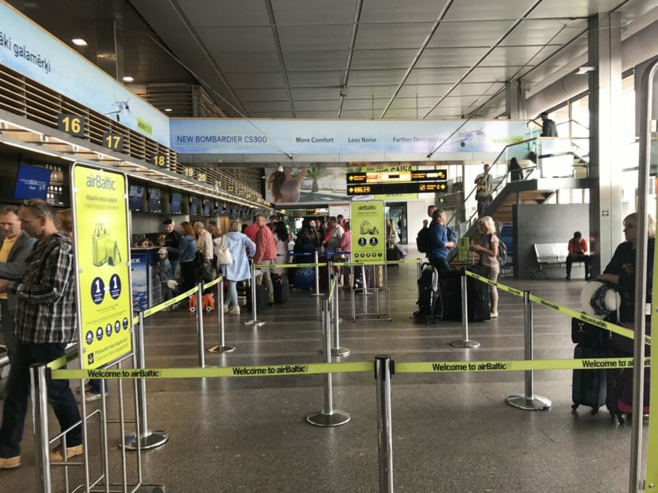 a group of people in an airport