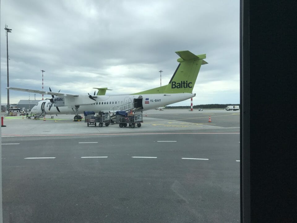 a plane on the runway