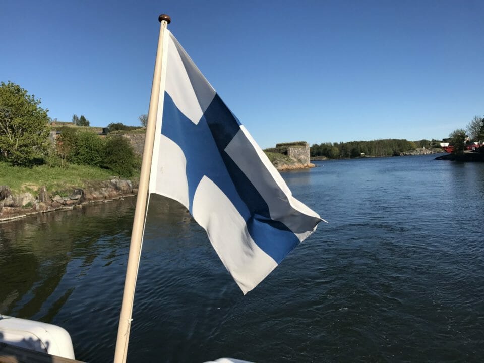 a flag on a boat