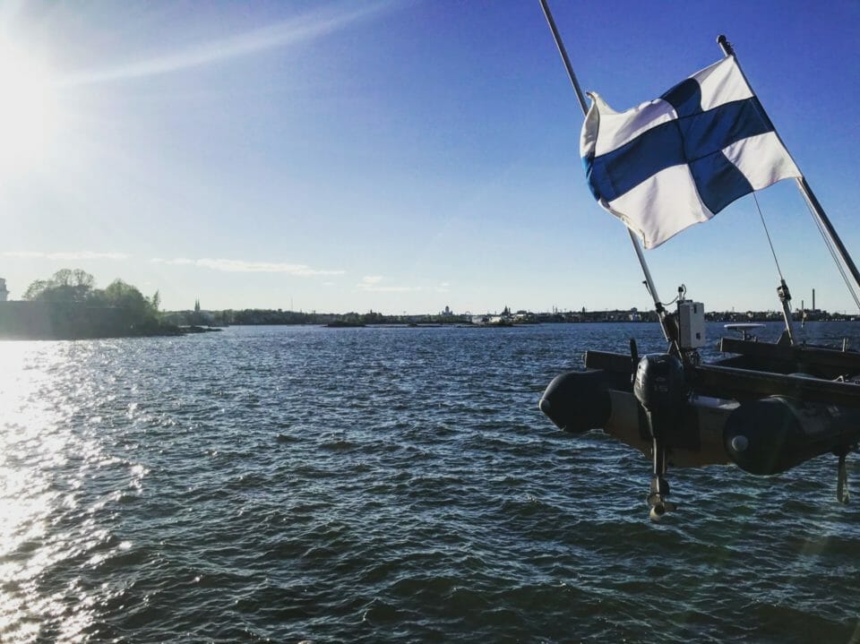 a flag on a boat