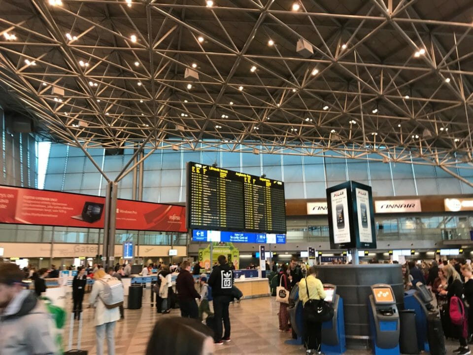 a group of people in an airport