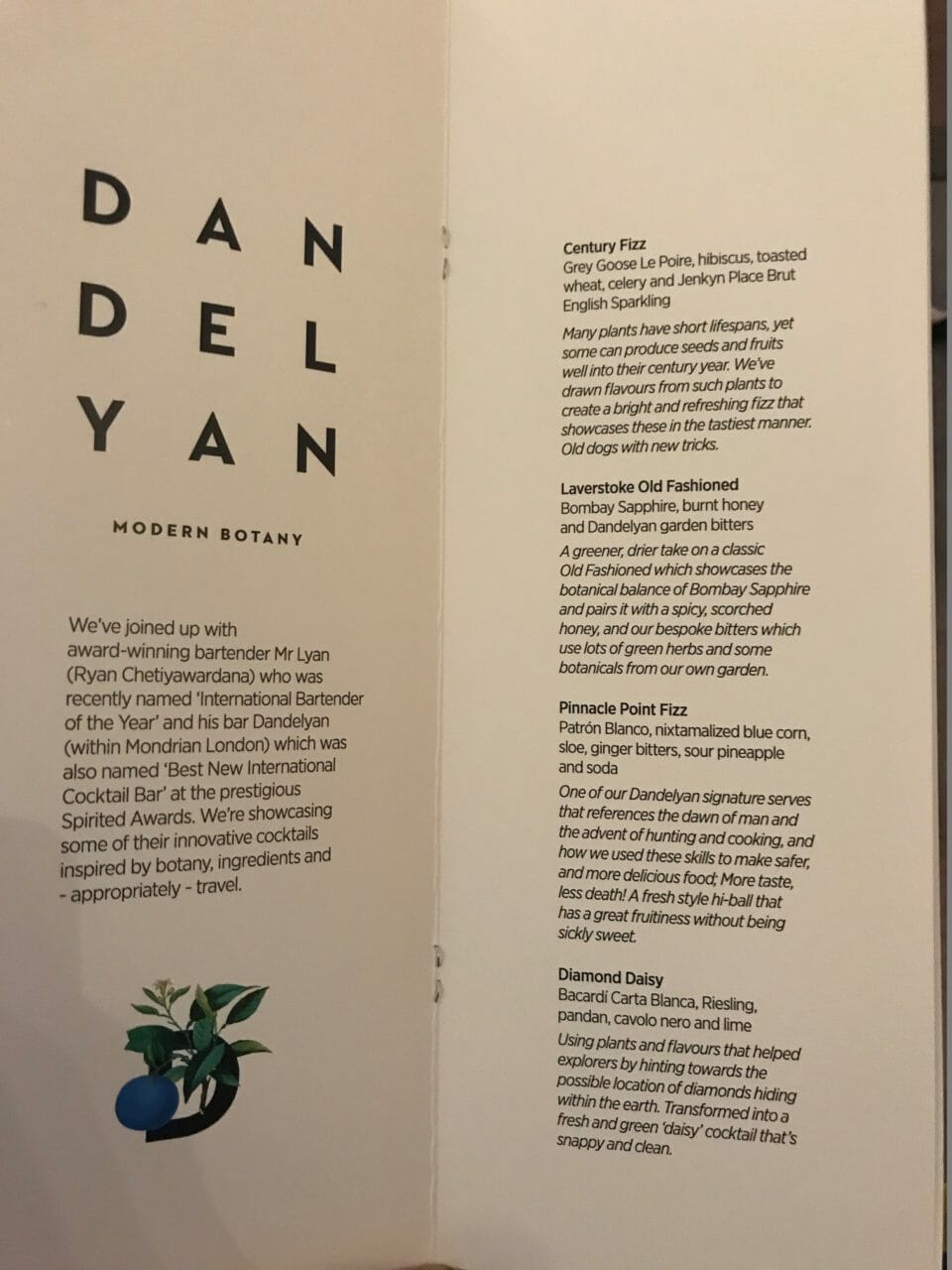 a menu with text and images