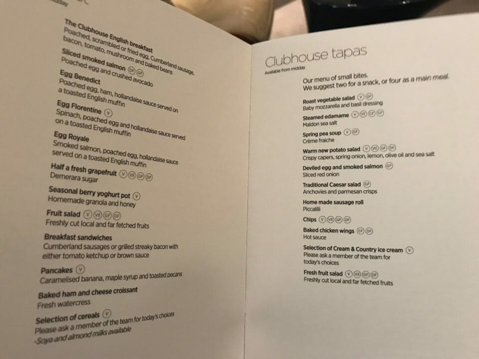 a menu of a restaurant