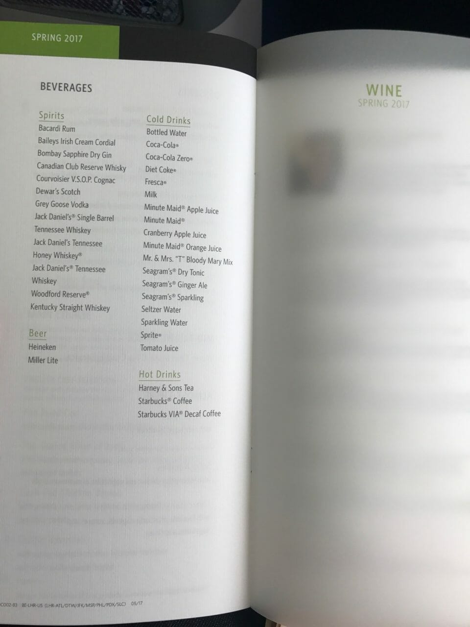 a menu in a book