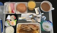 a tray of food and drinks on a tray