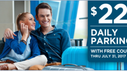 a man and woman sitting together with luggage