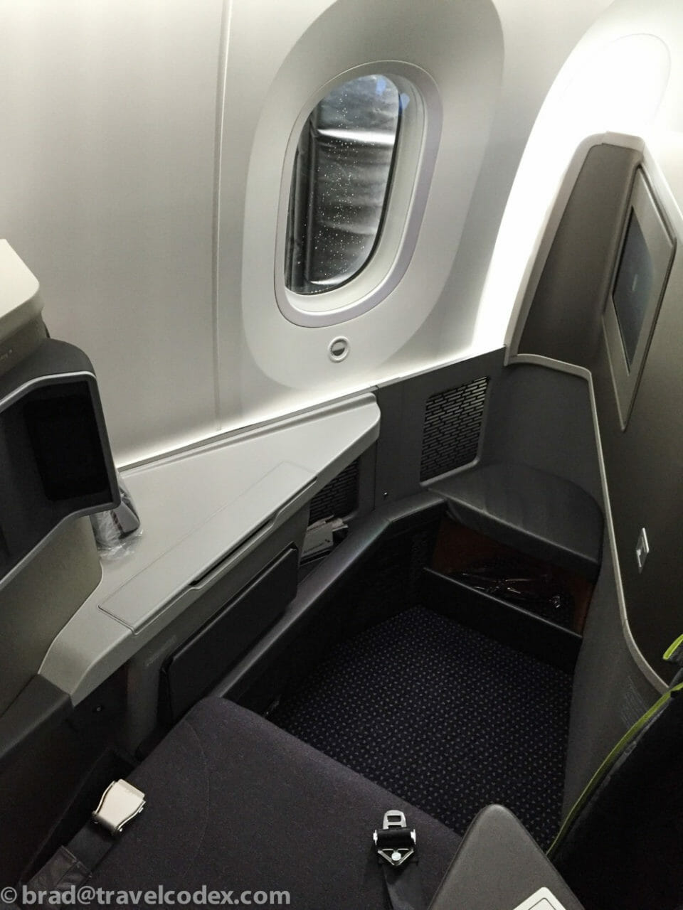 a seat and window in an airplane