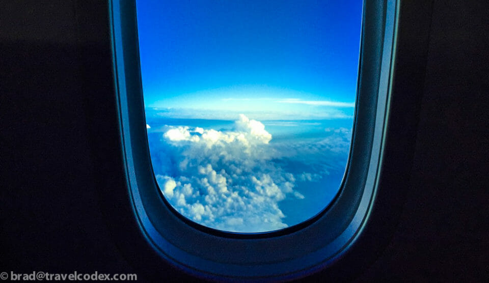 a view of clouds from an airplane window