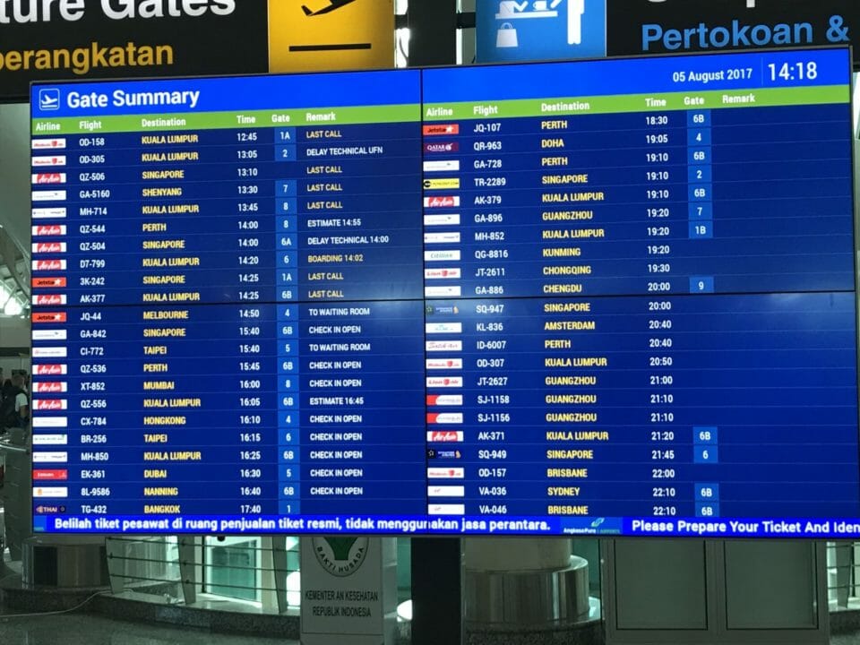 a screenshot of a flight schedule