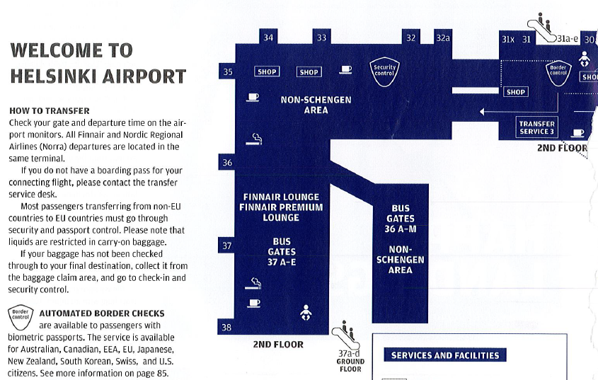 a blue and white map of an airport
