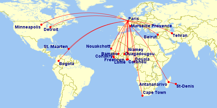 a map of the world with red lines