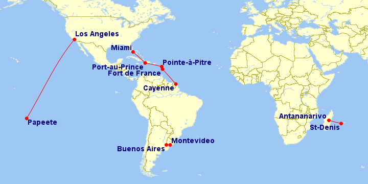 a map of the world with red lines