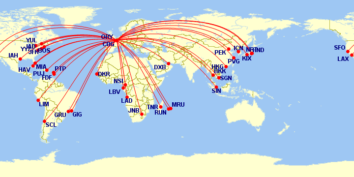 a map of the world with red lines