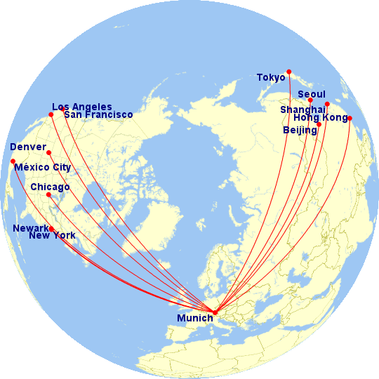 a map of the world with red lines
