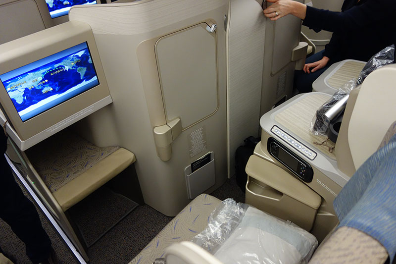 a person sitting in a chair in an airplane