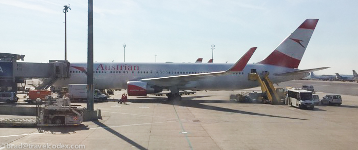 a plane parked on a tarmac