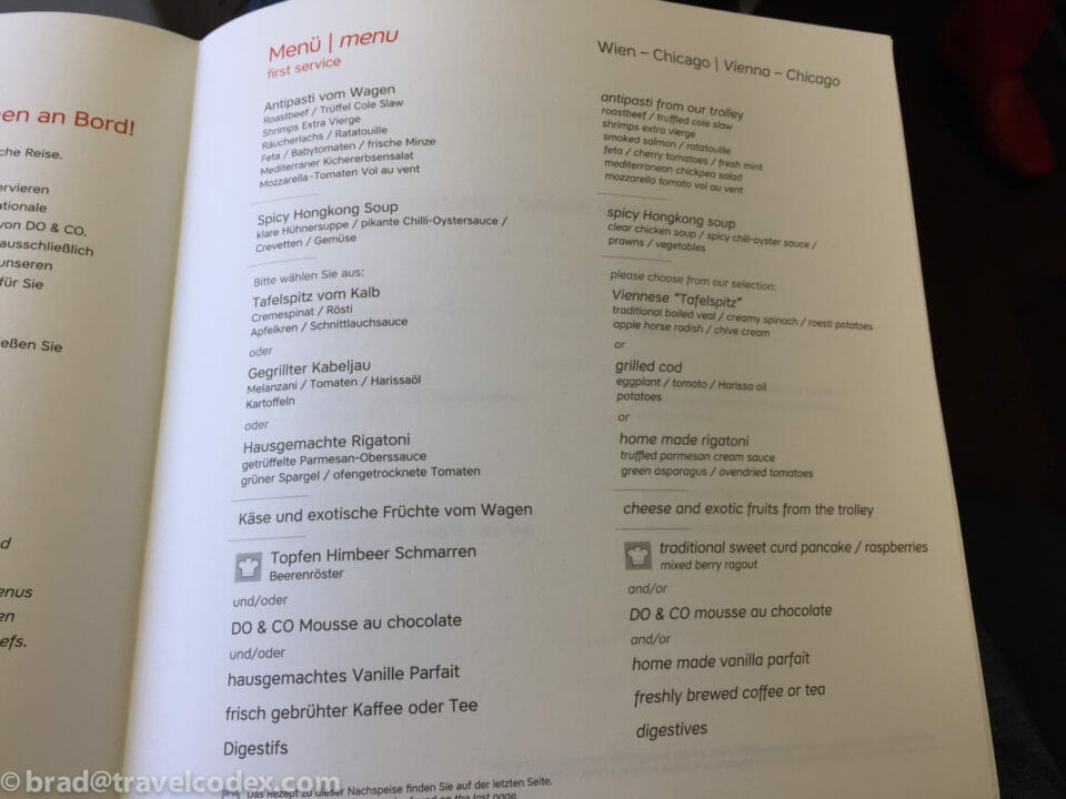 a menu of a restaurant