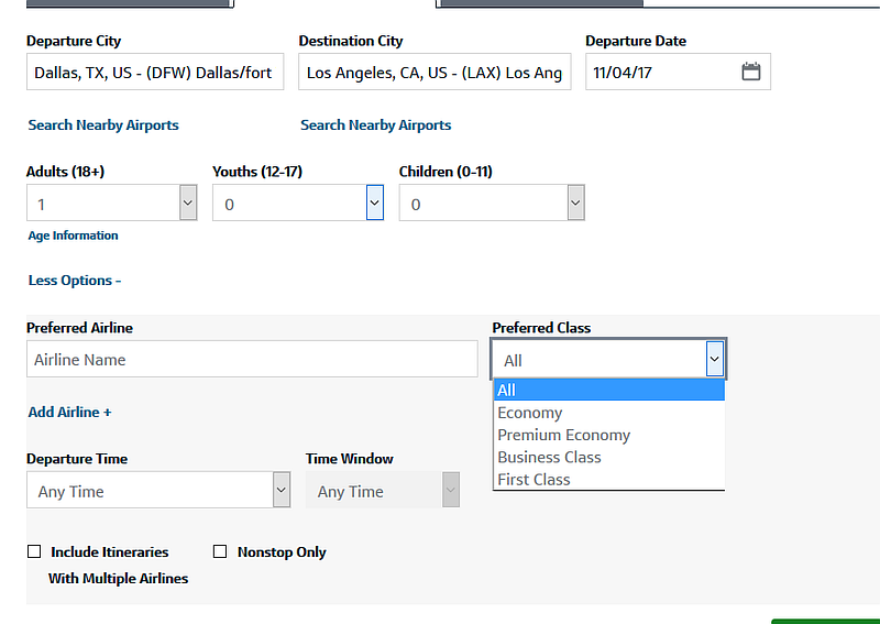 Capital One Search Options