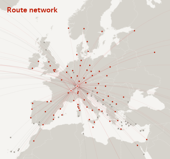 a map of europe with red dots