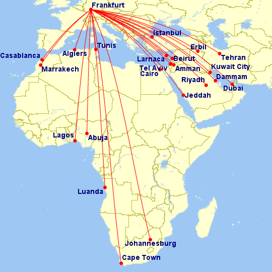 a map of africa with red lines
