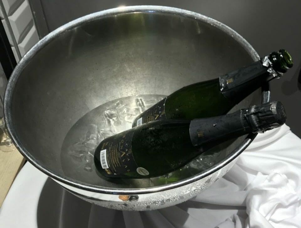 two bottles of champagne in a bucket