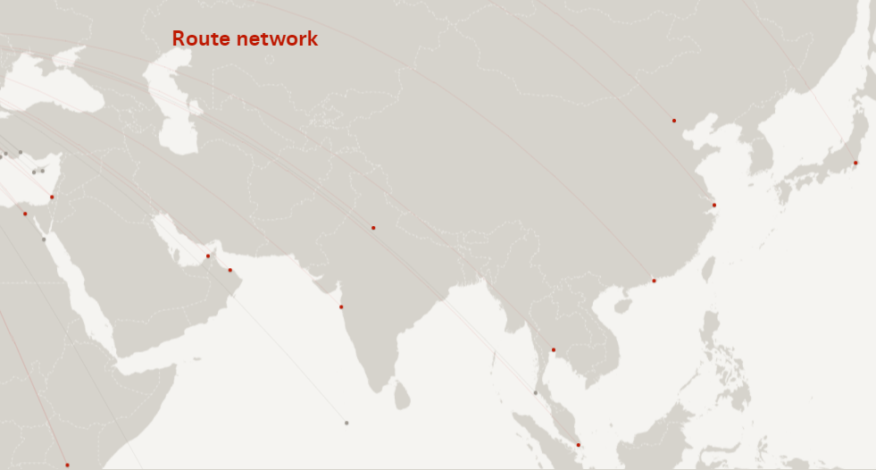 a map of the world with red dots