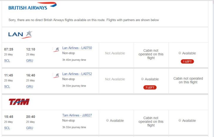 a screenshot of a flight schedule