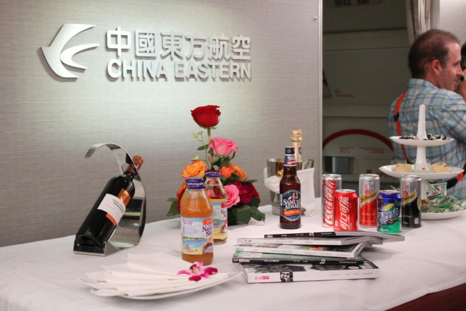 a table with drinks and beverages on it